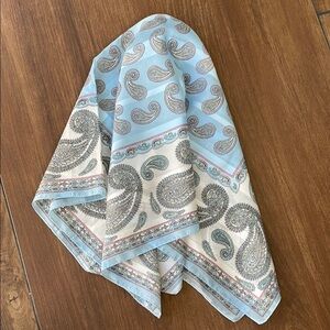 Paisley Patterned Scarf in pastel Blue and purple, 30” square